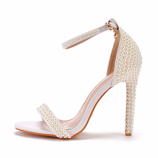 Pearl-Embellished Shoes Elegant Wedding Women's High Heel
