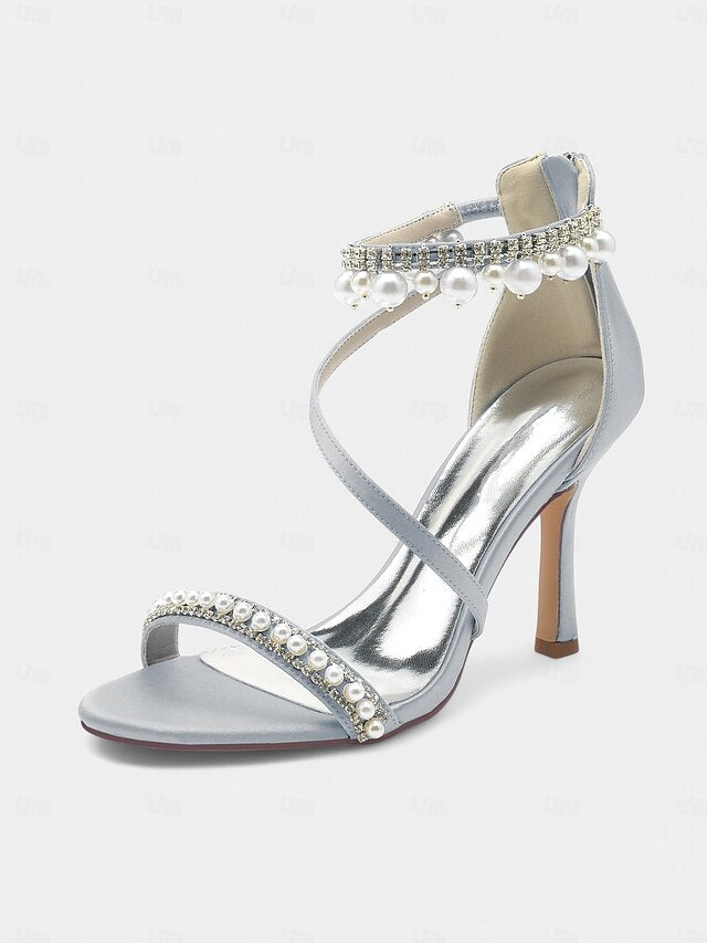 Ankle Chic Heels Pointed-Toe Party Strap Satin Pink –