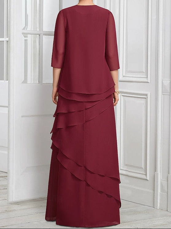 Piece Formal Elegant Mother Dress the A-Line of Suit Two Bride