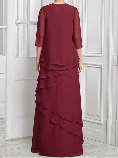 Piece Formal Elegant Mother Dress the A-Line of Suit Two Bride