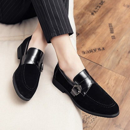 Men's Patent with Loafers Leather and Metal Strap Suede