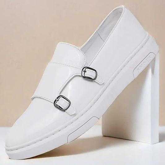 Wholesale SampleMen's White Monk Strap Slip-On Loafers – Elegant Casual