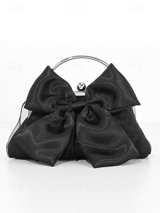 Elegant Bag Women's – Pearl Bow Satin Evening Clutch
