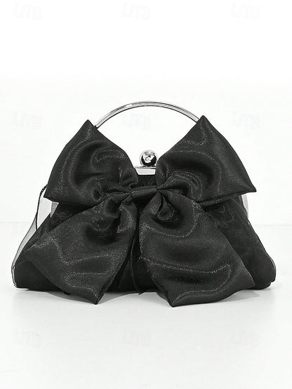 Elegant Bag Women's – Pearl Bow Satin Evening Clutch
