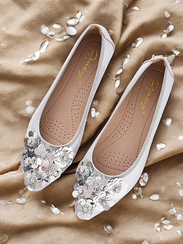 Foldable Women's Floral Embellished Comfortable – Flats