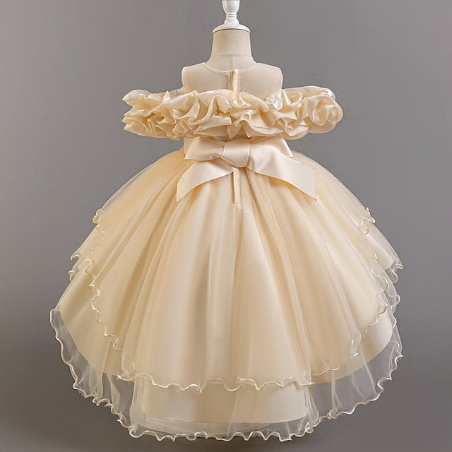 Party Sleeve Short Flower Girls' Kids Wedding Floral Dress