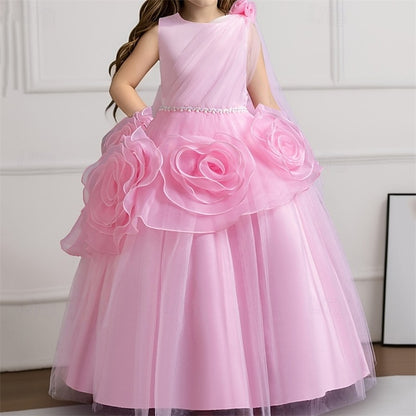 Party Color Dress Girls' Kids Cosplay Solid