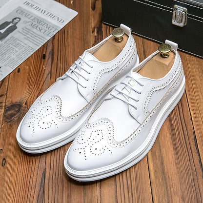 Leather - Stylish Derby Lace-Up Men's Shoes Brogue White