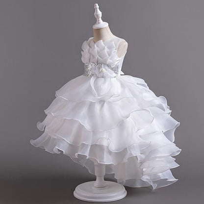 Girls' Dress Color Flower Kids Sequin Solid Party