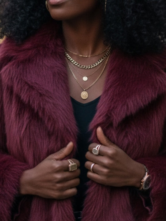 Coat Fur Leathers Women's Warm Faux Comfortable Furs