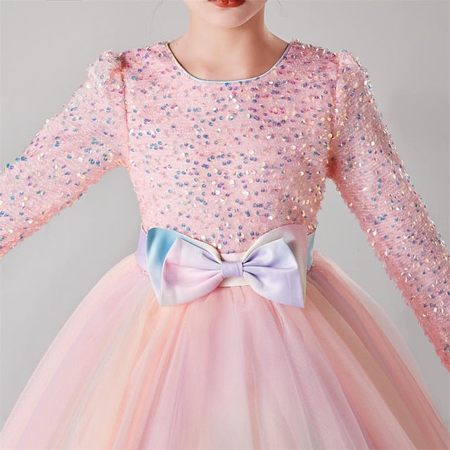 Girl Girls' Long Kids Solid Dress Color Party Flower