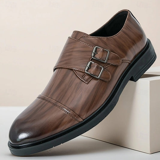 Faux Strap Brown – Double Shoes Men's Leather Monk