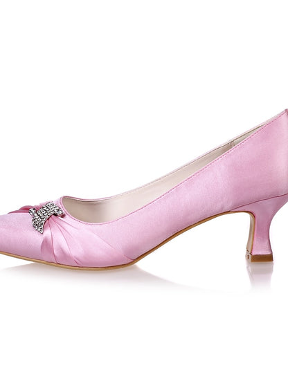 Satin Rhinestone Kitten Blue Women's with Bow Royal Heels