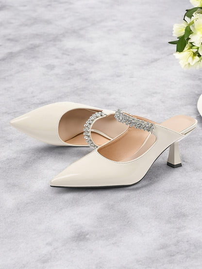 Embellished Pointed-Toe Slip-On Heeled Rhinestone Women's