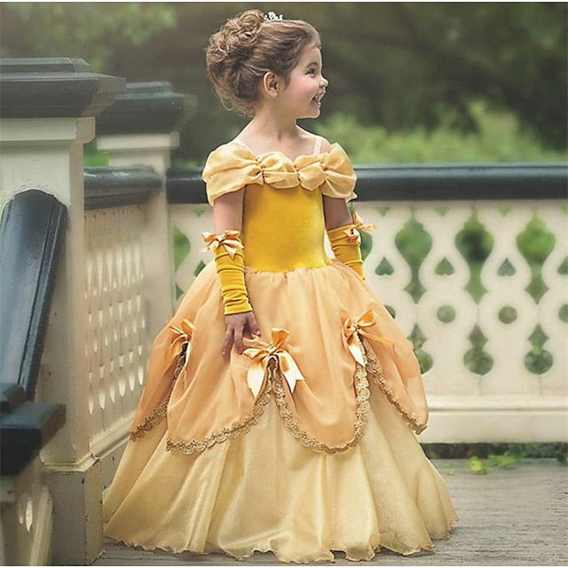 with Off Girl's Princess Flower Gloves Dress Belle