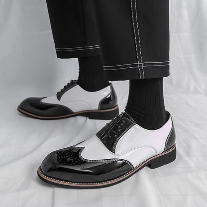 Men's and Leather Black Patent Gold Oxford with Shoes