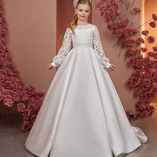 First Solid Communion Girls' Dress Flower Girl Kids