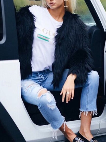 Comfortable Coat Leathers Fur Faux Warm Women's Furs