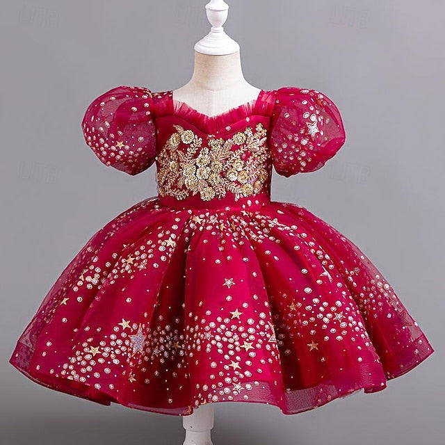 Dress Flower Girl Floral Girls' Sequin Party Kids