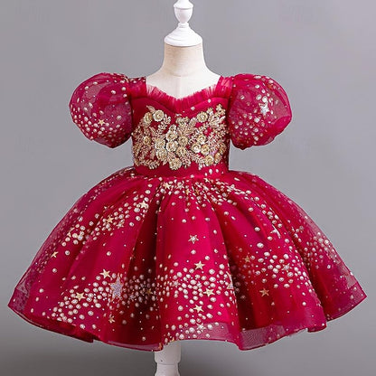 Dress Flower Girl Floral Girls' Sequin Party Kids