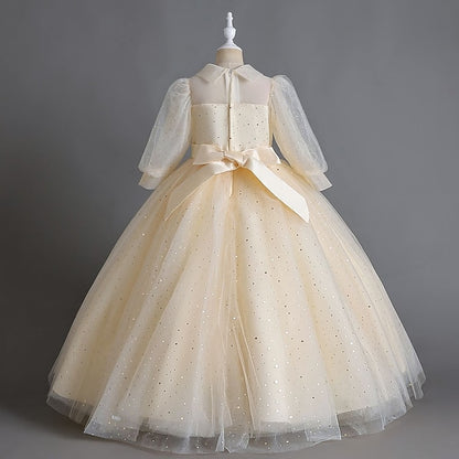 Flower Party Color Girls' Dress Girl Solid Half Kids