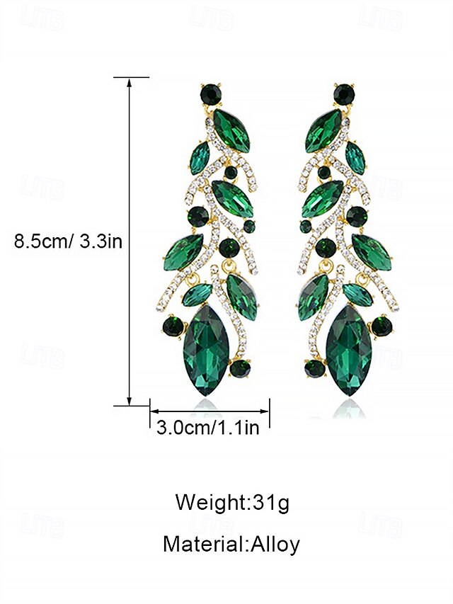 Gold Elegant Women's Leaf - Crystal Earrings Design