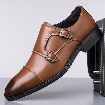 Double Elegant Shoes Monk Leather Strap Men's –