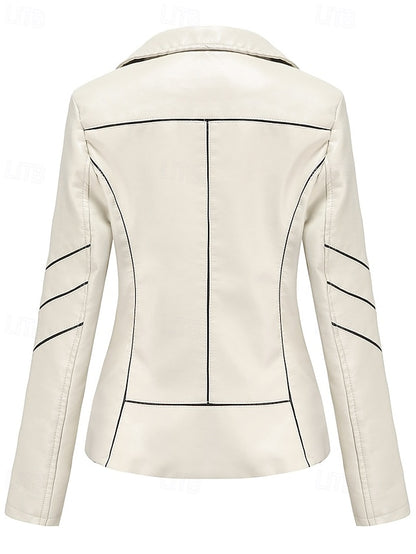 Zipper Leather Faux Women's Jacket Pocket Comfortable