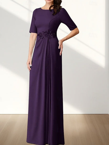 Bride Dress Elegant the Mother Wedding Neck A-Line of Crew Guest