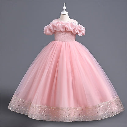 Girls' Kids Color Dress Girl Flower Party Solid