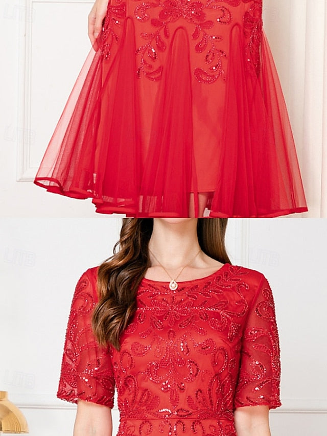 Elegant Beaded the V A-Line of Bride Dress Party Mother Vintage