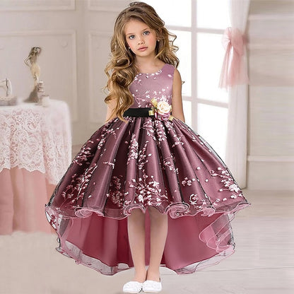 Dress Kids Sleeveless Solid Colored Floral Girls' Wedding