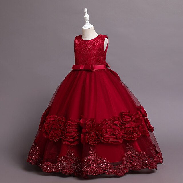Dress Floral Girls' A Kids Little Plain Line Party