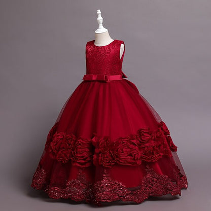 Dress Floral Girls' A Kids Little Plain Line Party