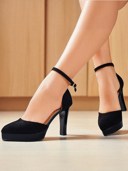 Heel Suede Women's Strap Ankle High Platform Burgundy 1950s