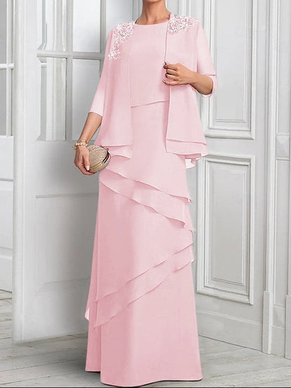 Piece Formal Elegant Mother Dress the A-Line of Suit Two Bride