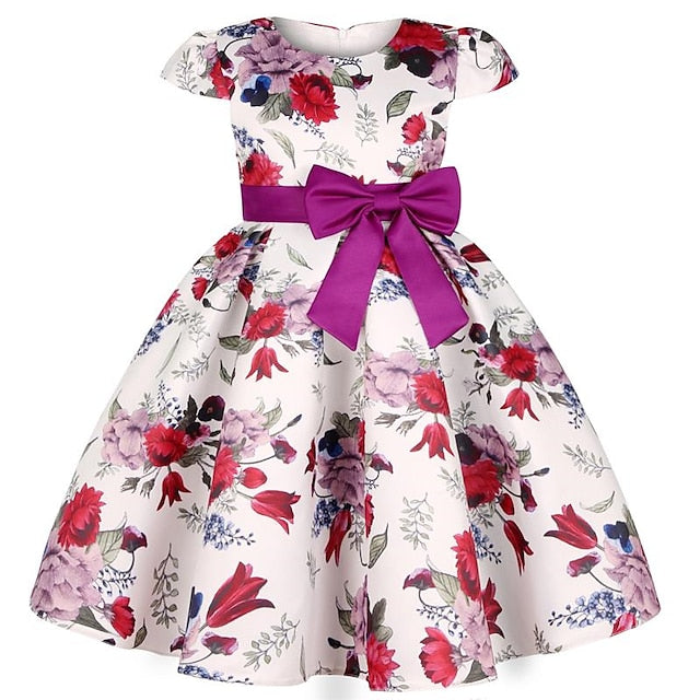 Kids Dress Floral Girls' Sleeve Short Party Flower