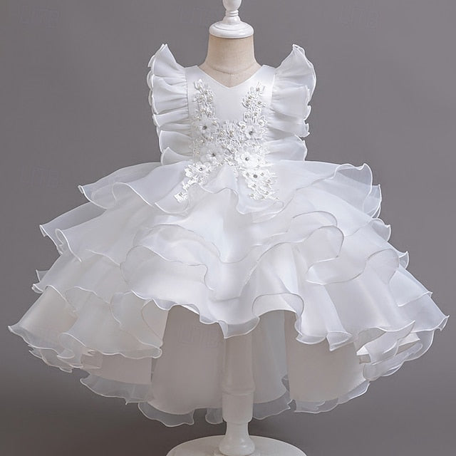 Girls' Asymmetrical Kids Dress Floral Party