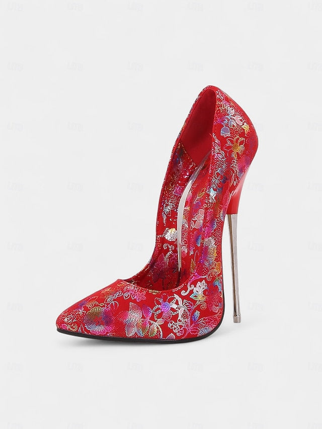 Jacquard Red High Women's Heels Stiletto