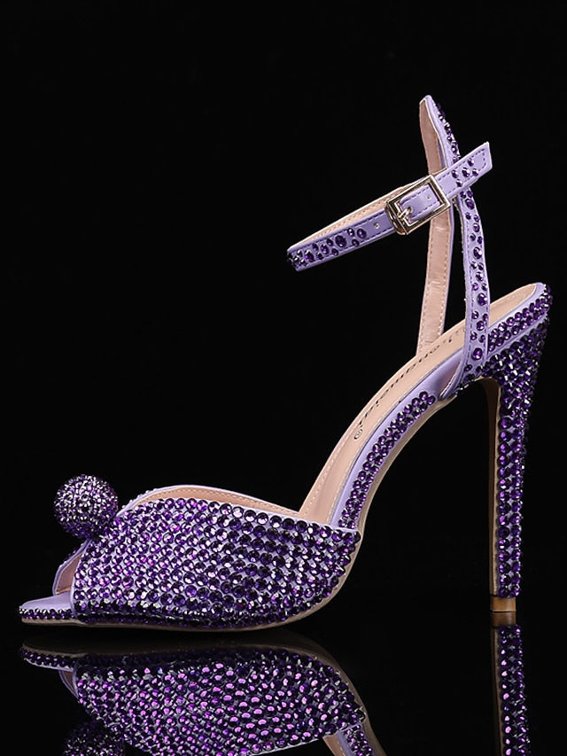 Embellished Heel Stiletto Sandals Women's Rhinestone with