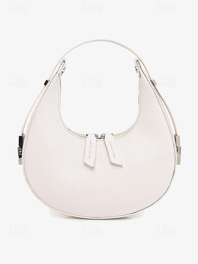 Crescent Silver Ivory with Bag Hobo - Elegant Hardware Sleek