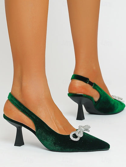 Velvet Cocktail Women's Toe Slingback Pointed Heels –