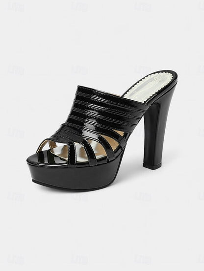 White Open-Toe Mule Women's Strappy Heels - Platform