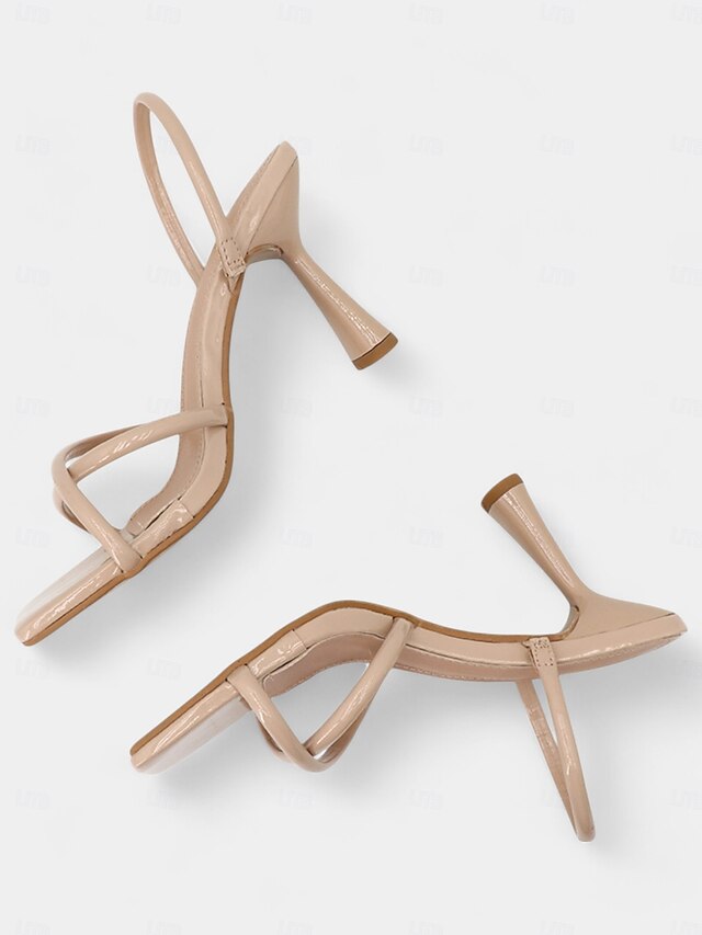 Sandals Strappy Square Beige – Design with Toe Heeled