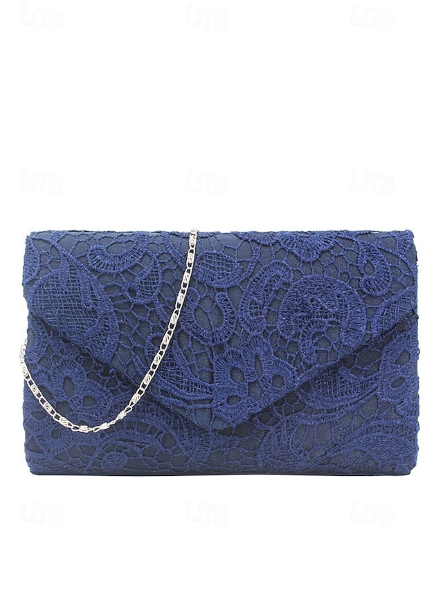 Women's Chain Clutch Evening Strap Bag with Lace