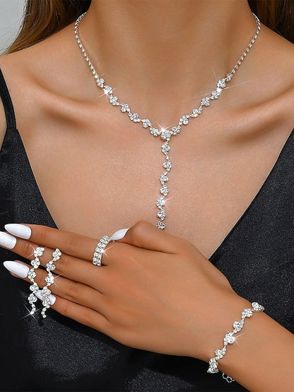 – Necklace Rhinestone Set Jewelry Gold Elegant