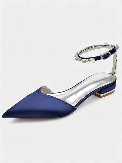 Shoes – Wedding Satin Black with Strap Crystal-Ankle Chic