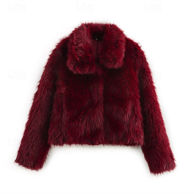 Furs Warm Faux Women's Fur Buttons Coat Comfortable
