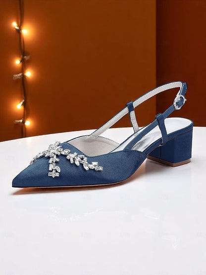 Black Satin Women's Slingback Heels