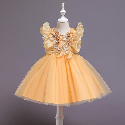 Flower Girls' Kids Color Sequin Party Dress Solid